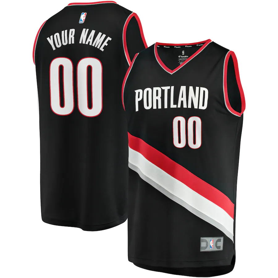 Men Fanatics Branded Black Portland Trail Blazers Fast Break Custom Replica NBA Jersey Icon Edition